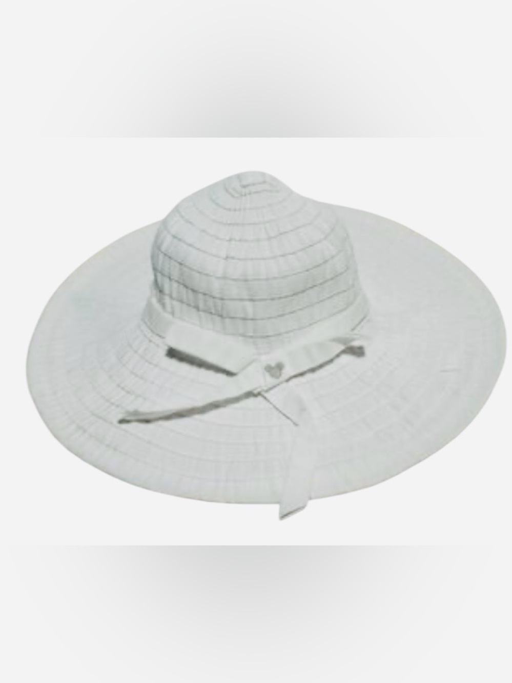 DISNEY PARKS AUTHENTIC ORIGINAL - Wide-Brim White Sun Hat with Bow Accent